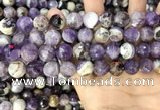 CNA1090 15.5 inches 12mm faceted round dogtooth amethyst beads