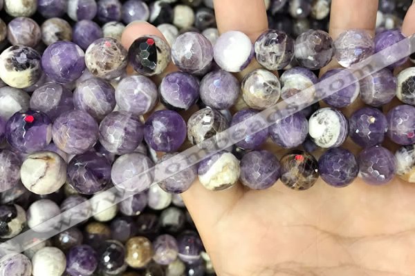 CNA1090 15.5 inches 12mm faceted round dogtooth amethyst beads