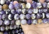 CNA1091 15.5 inches 14mm faceted round dogtooth amethyst beads