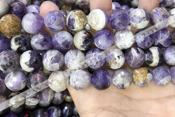 CNA1092 15.5 inches 16mm faceted round dogtooth amethyst beads