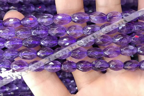 CNA1101 15.5 inches 7*10mm faceted rice amethyst gemstone beads