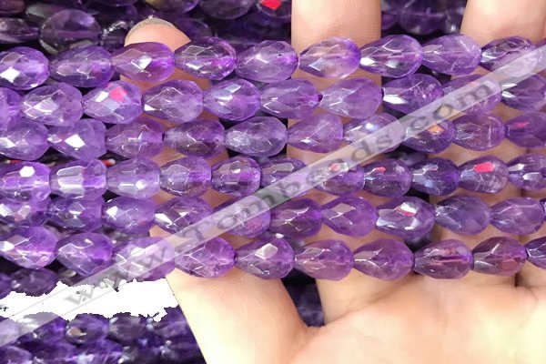 CNA1103 15.5 inches 7*10mm faceted teardrop amethyst gemstone beads