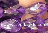 CNA1104 15.5 inches 8*12mm faceted teardrop amethyst gemstone beads