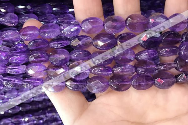 CNA1106 15.5 inches 10*12mm faceted oval amethyst gemstone beads