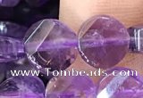 CNA1108 15.5 inches 8mm twisted & faceted coin amethyst beads