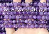CNA1114 15.5 inches 8mm faceted round amethyst gemstone beads