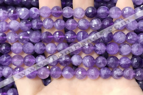 CNA1114 15.5 inches 8mm faceted round amethyst gemstone beads