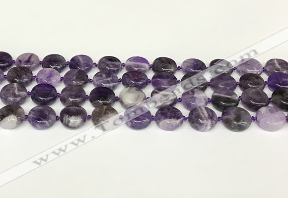 CNA1120 15.5 inches 14mm flat round dogtooth amethyst beads