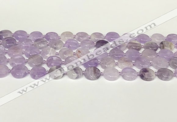 CNA1124 15.5 inches 12mm flat round natural lavender amethyst beads