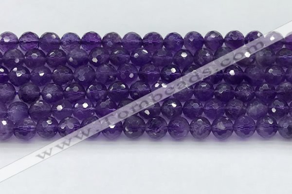 CNA1172 15.5 inches 8mm faceted round natural amethyst beads