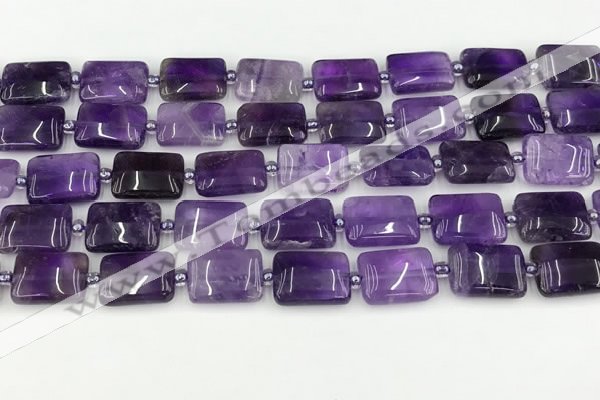 CNA1184 15.5 inches 10*14mm rectangle amethyst beads wholesale