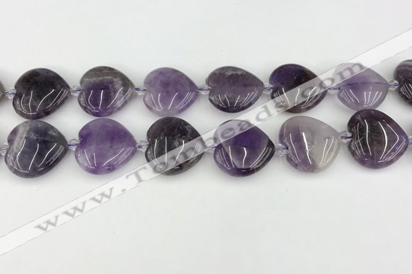 CNA1190 15.5 inches 20*20mm heart amethyst beads wholesale