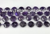 CNA1200 15.5 inches 16mm faceted coin amethyst beads wholesale