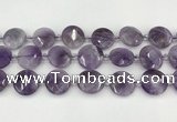 CNA1204 15.5 inches 20mm faceted coin amethyst beads wholesale