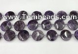 CNA1205 15.5 inches 20mm faceted coin amethyst gemstone beads