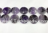 CNA1212 15.5 inches 40mm faceted coin amethyst gemstone beads