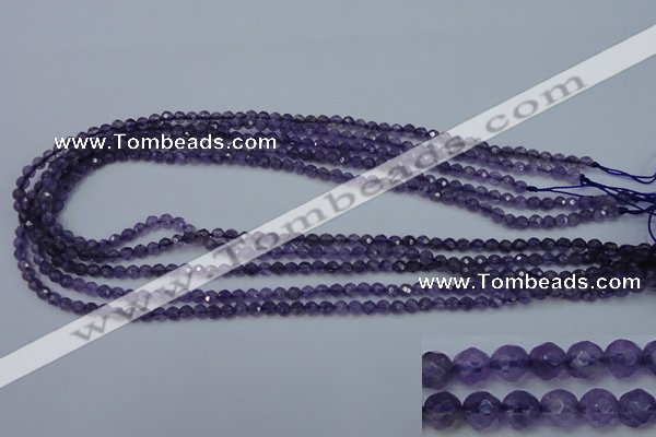 CNA250 15.5 inches 4mm faceted round natural amethyst beads