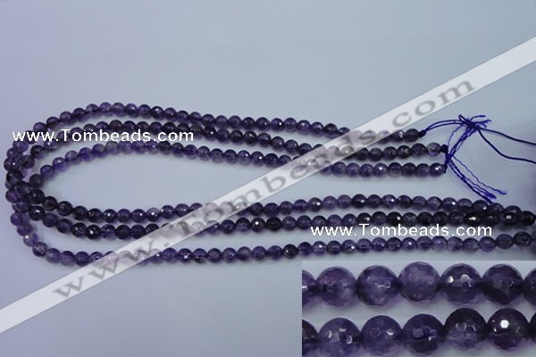 CNA251 15.5 inches 6mm faceted round natural amethyst beads