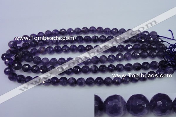 CNA253 15.5 inches 10mm faceted round natural amethyst beads