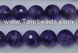 CNA254 15.5 inches 12mm faceted round natural amethyst beads