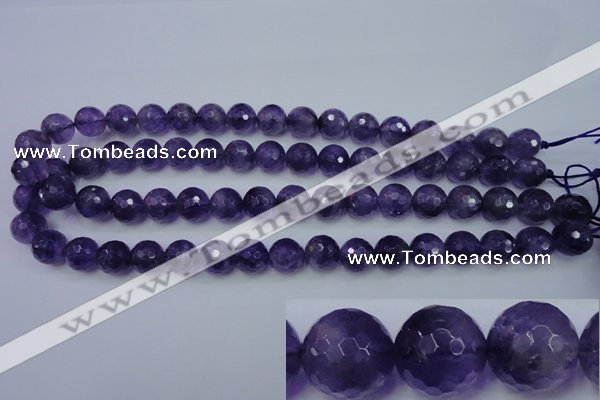 CNA254 15.5 inches 12mm faceted round natural amethyst beads