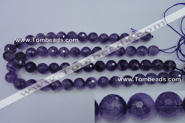 CNA255 15.5 inches 14mm faceted round natural amethyst beads