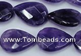 CNA264 15.5 inches 18*25mm faceted flat teardrop natural amethyst beads