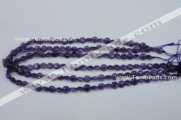 CNA266 15.5 inches 8mm flat round natural amethyst beads wholesale