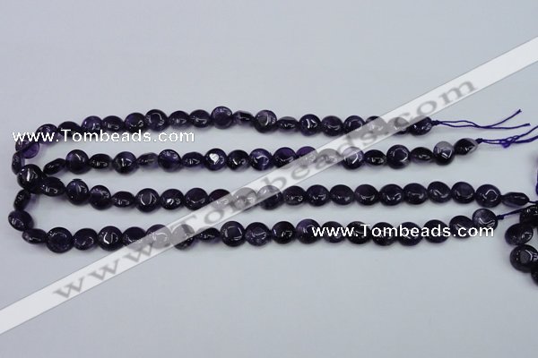 CNA267 15.5 inches 10mm flat round natural amethyst beads wholesale