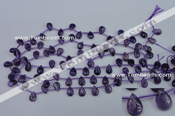 CNA288 Top-drilled 8*12mm flat teardrop natural amethyst beads