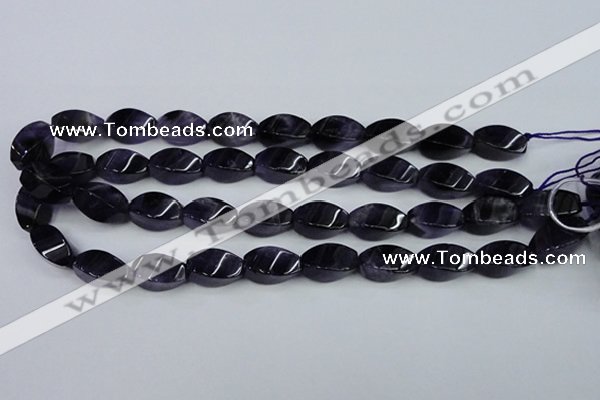 CNA293 15.5 inches 10*20mm twisted rice natural amethyst beads