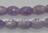 CNA315 15.5 inches 10*14mm faceted rice natural lavender amethyst beads