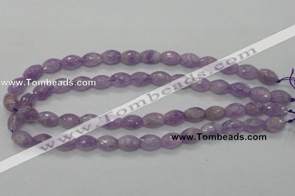 CNA315 15.5 inches 10*14mm faceted rice natural lavender amethyst beads