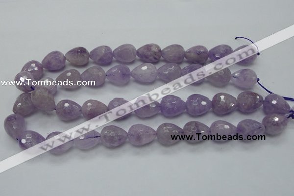 CNA319 15.5 inches 15*20mm faceted teardrop natural lavender amethyst beads