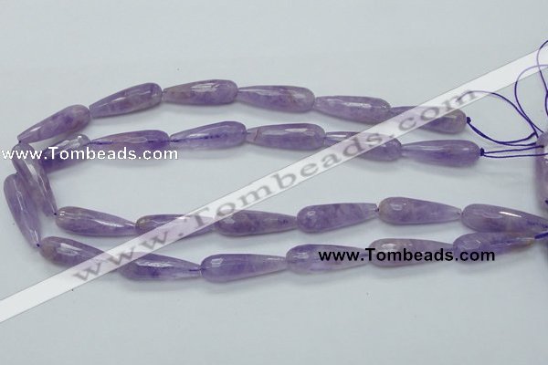 CNA320 15.5 inches 10*30mm faceted teardrop natural lavender amethyst beads