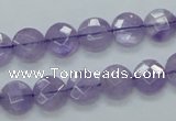 CNA321 15.5 inches 10mm faceted coin natural lavender amethyst beads