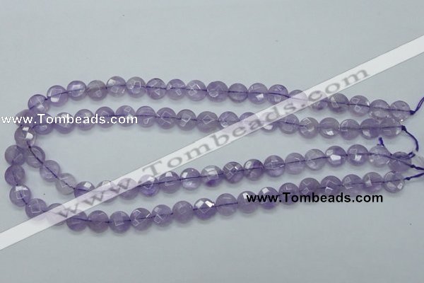 CNA321 15.5 inches 10mm faceted coin natural lavender amethyst beads