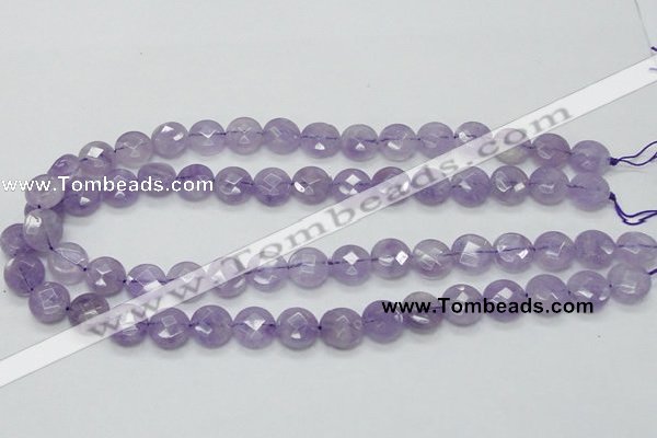 CNA322 15.5 inches 12mm faceted coin natural lavender amethyst beads