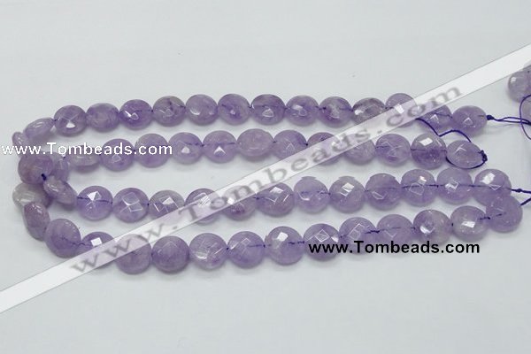 CNA323 15.5 inches 14mm faceted coin natural lavender amethyst beads