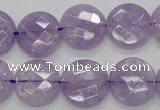 CNA324 15.5 inches 16mm faceted coin natural lavender amethyst beads