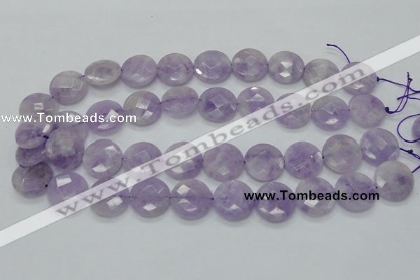 CNA325 15.5 inches 20mm faceted coin natural lavender amethyst beads