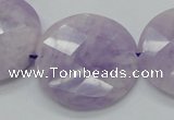 CNA326 15.5 inches 30mm faceted coin natural lavender amethyst beads