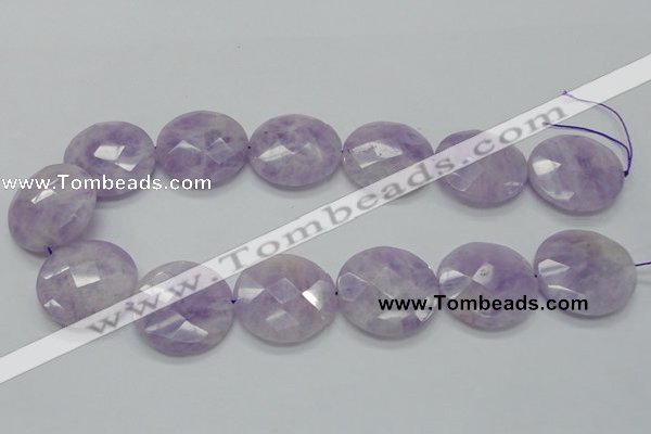 CNA326 15.5 inches 30mm faceted coin natural lavender amethyst beads