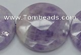 CNA327 15.5 inches 40mm faceted coin natural lavender amethyst beads