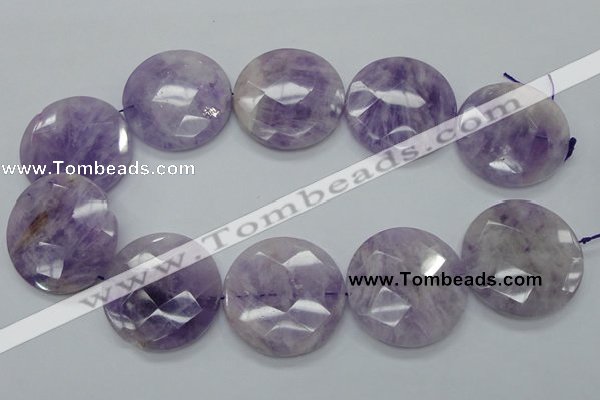 CNA327 15.5 inches 40mm faceted coin natural lavender amethyst beads