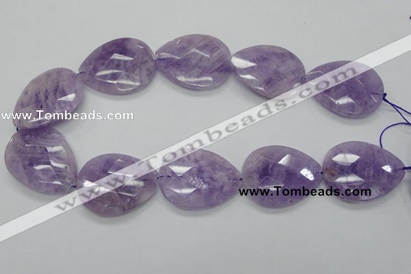 CNA338 30*40mm faceted teardrop natural lavender amethyst beads