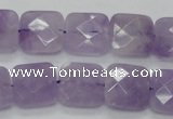 CNA340 15.5 inches 15*15mm faceted square natural lavender amethyst beads