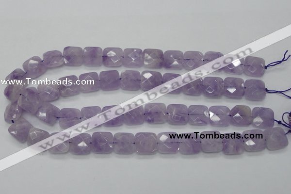 CNA340 15.5 inches 15*15mm faceted square natural lavender amethyst beads