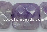 CNA342 15.5 inches 30*30mm faceted square natural lavender amethyst beads