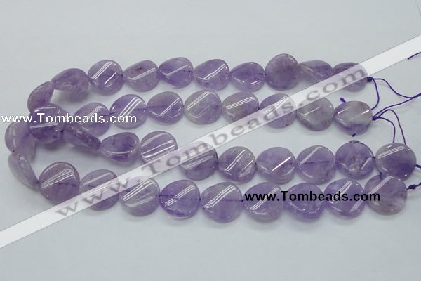 CNA343 15.5 inches 20mm twisted coin natural lavender amethyst beads